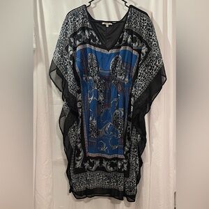 Elegant Blue and Black Kaftan